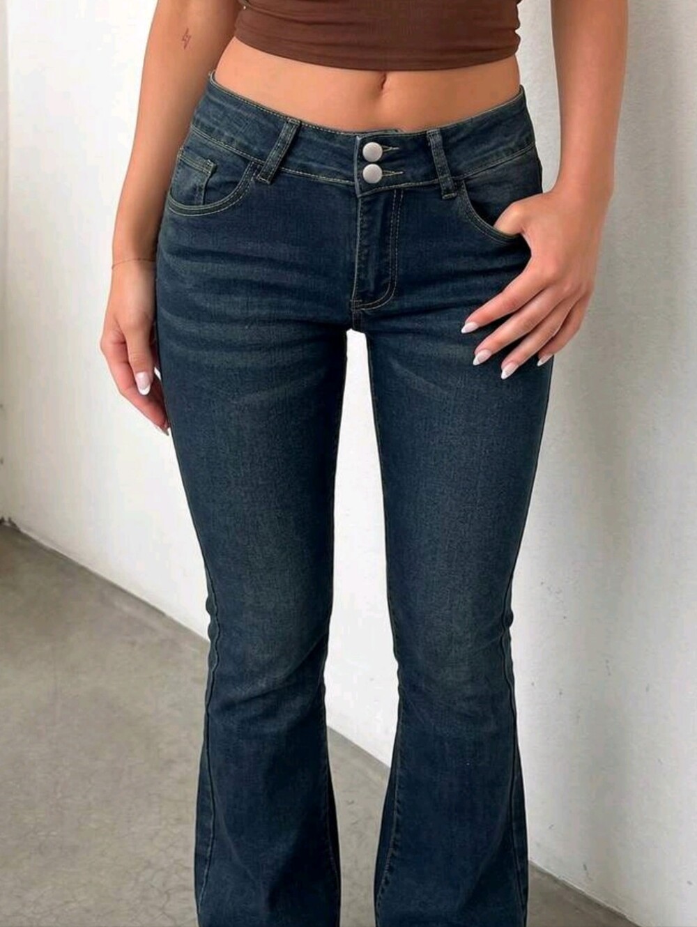 Vintage Chic High Waist Button Front Slim Fit Washed Skinny Jeans For Women, - Picture 5 of 6